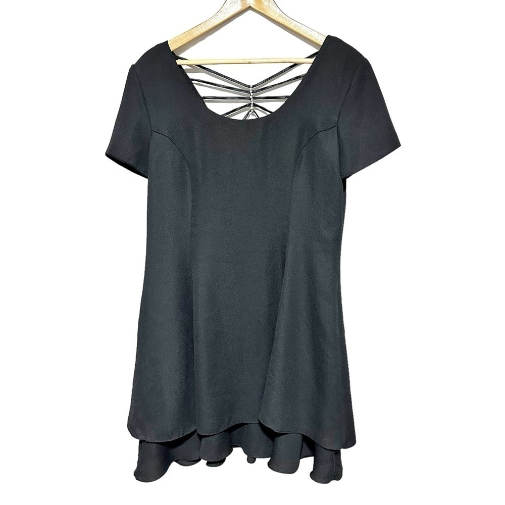 Jessica Black Layered Mini Dress Size XL